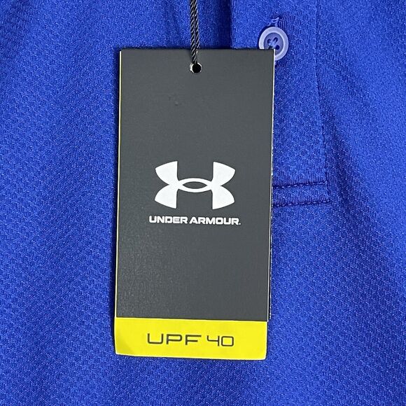 Under Armour Polo Shirt Mens Medium Blue Black Red Performance Blocked Adult NWT - Picture 3 of 11